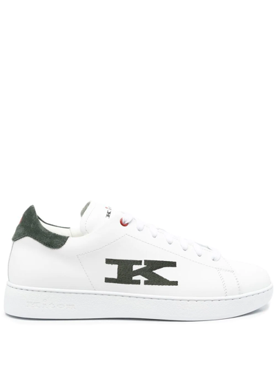 Kiton Monogram-embroidered Low-top Sneakers In White