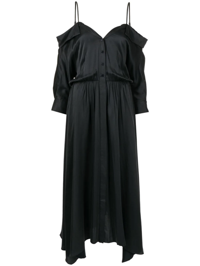 Jonathan Simkhai Kiari Washed Silk Charmeuse Long Dress In Black