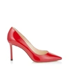 Jimmy Choo Red Love 85 Patent Leather Pumps In Red