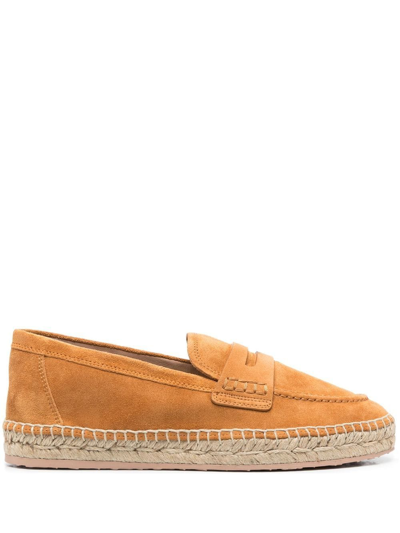 Gianvito Rossi Aima Suede Espadrille Loafers In Brown