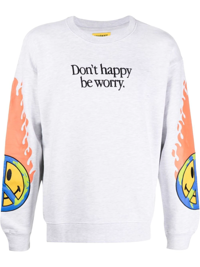 Market Smiley Heart On Fire Sweatshirt In Grey