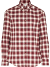 Brunello Cucinelli Red Check Print Cotton Shirt In Rot