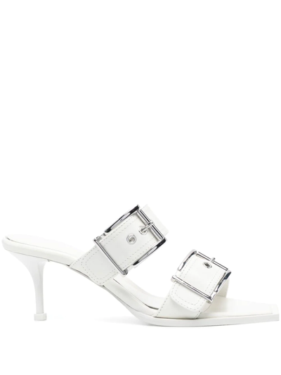 ALEXANDER MCQUEEN 75MM LEATHER BUCKLED MULES