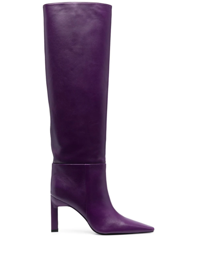 Attico Leather Knee-length Boots In Violett