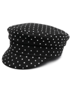 Ruslan Baginskiy All-over Rhinestone- Embellished Wool Baker Boy Hat In Schwarz