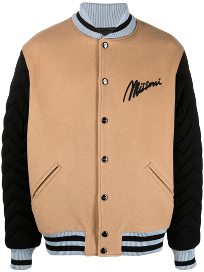Missoni Embroidered-logo Detail Bomber Jacket In Tobacco