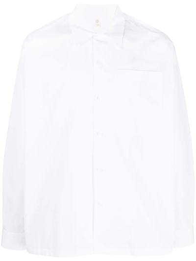 Oamc Cuban-collar Long-sleeve Shirt In Weiss
