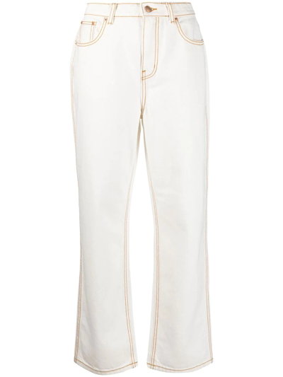 Tory Burch High-rise Straight Jeans In White
