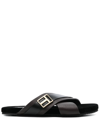 TOM FORD CROSS-STRAP LEATHER SANDALS