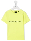Givenchy Kids' Boy's Front & Back Logo T-shirt In Neon Yellow