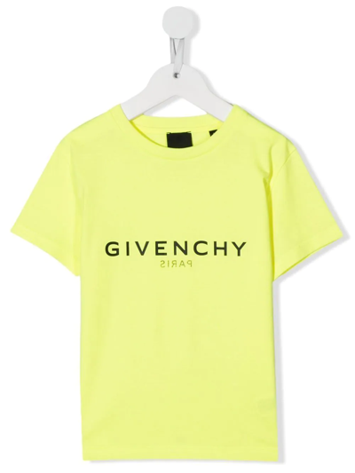 Givenchy Kids' Boy's Front & Back Logo T-shirt In Giallo Fluo