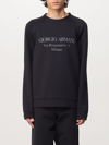 Giorgio Armani Logo-print Cotton-blend Sweatshirt In Blue