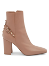 Valentino Garavani Rockstud Leather Buckle Ankle Booties In Rose Cannelle