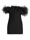 VALENTINO WOMEN'S FEATHER-EMBELLISHED OFF-THE-SHOULDER MINIDRESS