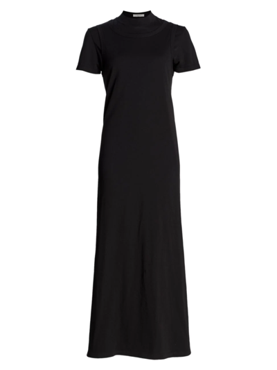 The Row Maritza Layered Organic Cotton Maxi Dress In Black