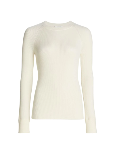 The Row Visby Ribbed Crewneck Superfine Cashmere Sweater In Ivory