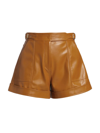 Jonathan Simkhai Chance Vegan Leather Belted Shorts In Copper