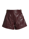 Jonathan Simkhai Chace Faux Leather Belted Shorts In Merlot