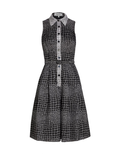 TERI JON BY RICKIE FREEMAN WOMEN'S GIRAFFE-PRINT SLEEVELESS SHIRTDRESS 