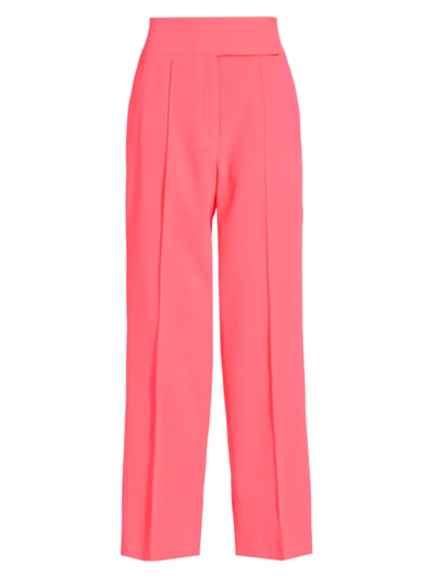 Christopher John Rogers Mid-rise Tapered Crepe Trousers In Flamingo