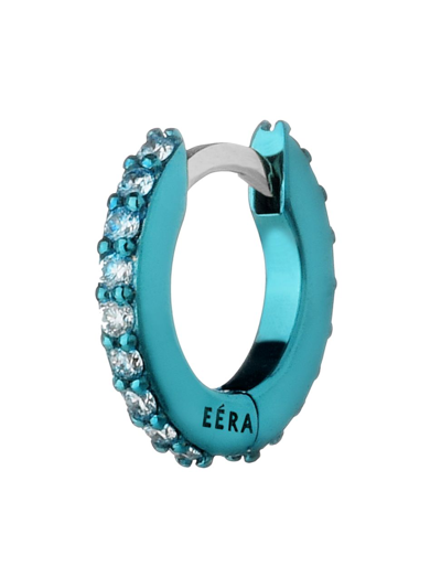Eéra Women's 18k White Gold & Diamond Huggie Hoop Earring In Blue