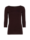 Majestic Merrow Soft Touch Boatneck Top In Coffee
