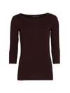 Majestic Merrow Soft Touch Boatneck Top In Aubergine