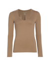 Majestic Soft Touch V-neck Top In Cigar