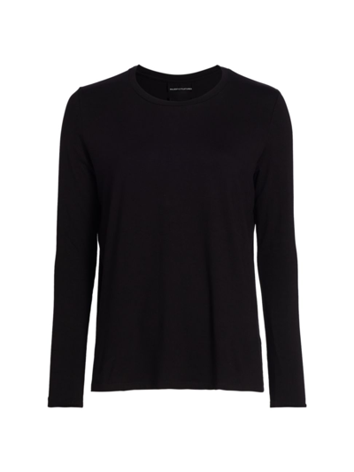 Majestic Soft Touch Pleated Top In Black