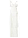 Herve Leger Strappy Fringe Cut-out Gown In Alabaster