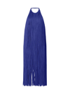 Herve Leger Fringed Halter Midi Dress In Iris