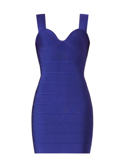 Herve Leger Icon Strappy Sweetheart Neckline Mini Dress In Iris