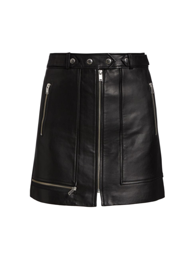 Ena Pelly Core New Yorker Leather Mini Skirt In Black Silver Smooth