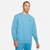 Nike Men's Sportswear Classic Fleece Crewneck Sweatshirt In Dutch Blue/brigade Blue