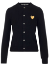 COMME DES GARÇONS PLAY COMME DES GARÇONS PLAY HEART PATCHED BUTTONED CARDIGAN