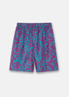 Versace Barocco Silhouette-print Silk Shorts In Fuchsia+turquoise