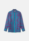 Versace Barocco Silhouette Silk Button-up Shirt In Fuchsia+turquoise