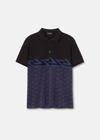 Versace La Greca Polo Shirt, Male, Black+blue, Xs In Black+blue