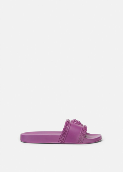 Versace Palazzo Slides, Male, Violet, 46 In Purple