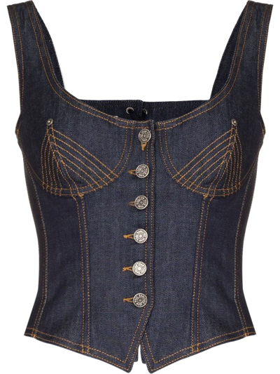 Jean Paul Gaultier Blue The Jean Corset Denim Top