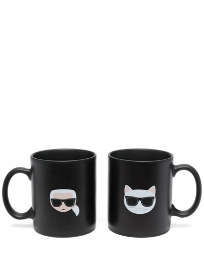 Karl Lagerfeld K/ikonik Monogram Mug Set In Black