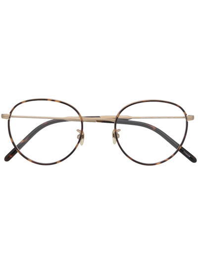 Giorgio Armani Round-frame Gold-tone Glasses In Brown