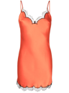 Gilda & Pearl Silk Lace-trim Josephine Slip Dress In Orange