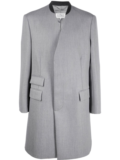 Maison Margiela Collarless Tailored Coat In Grey