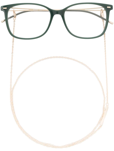 Hugo Boss Rectangle-frame Glasses In Green