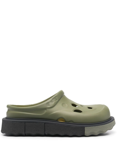 Off-white Spongesole Meteor 套穿式拖鞋 In Military Green