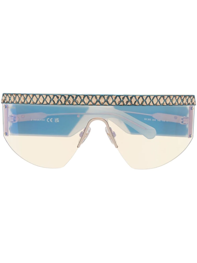 Swarovski Crystal-embellished Square Frame Sunglasses In Blue