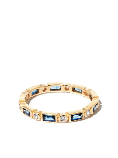 SYDNEY EVAN 14KT YELLOW GOLD SAPPHIRE AND DIAMOND ETERNITY RING