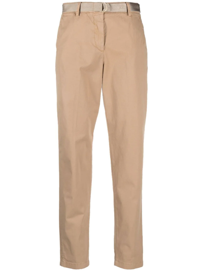 Tommy Hilfiger Belted High-waist Trousers In Neutrals