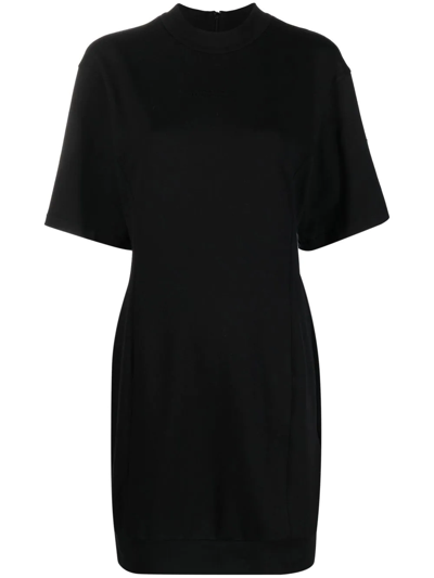Moncler Spliced Logo-print T-shirt Dress In Black